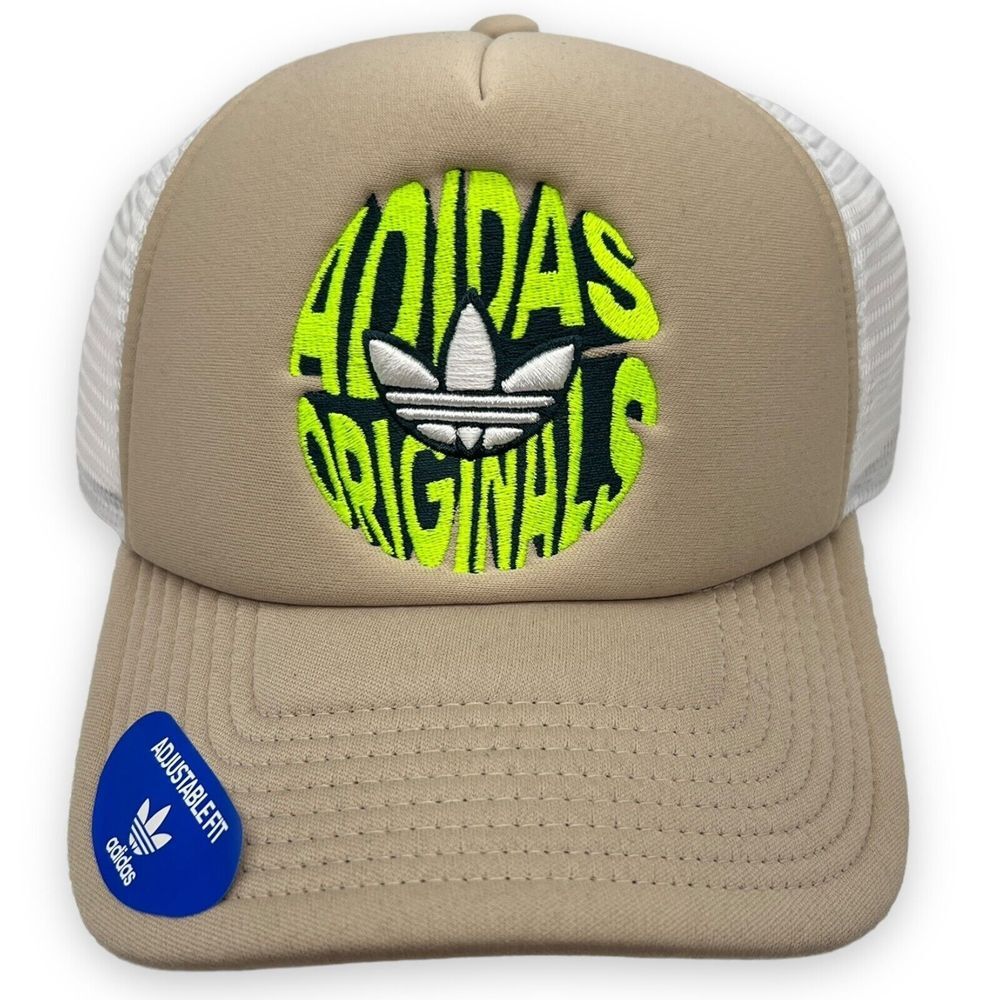 Adidas Hat‎ Adult Snapback Beige Spiral Trucker Foam Cap GC3305 California Surf